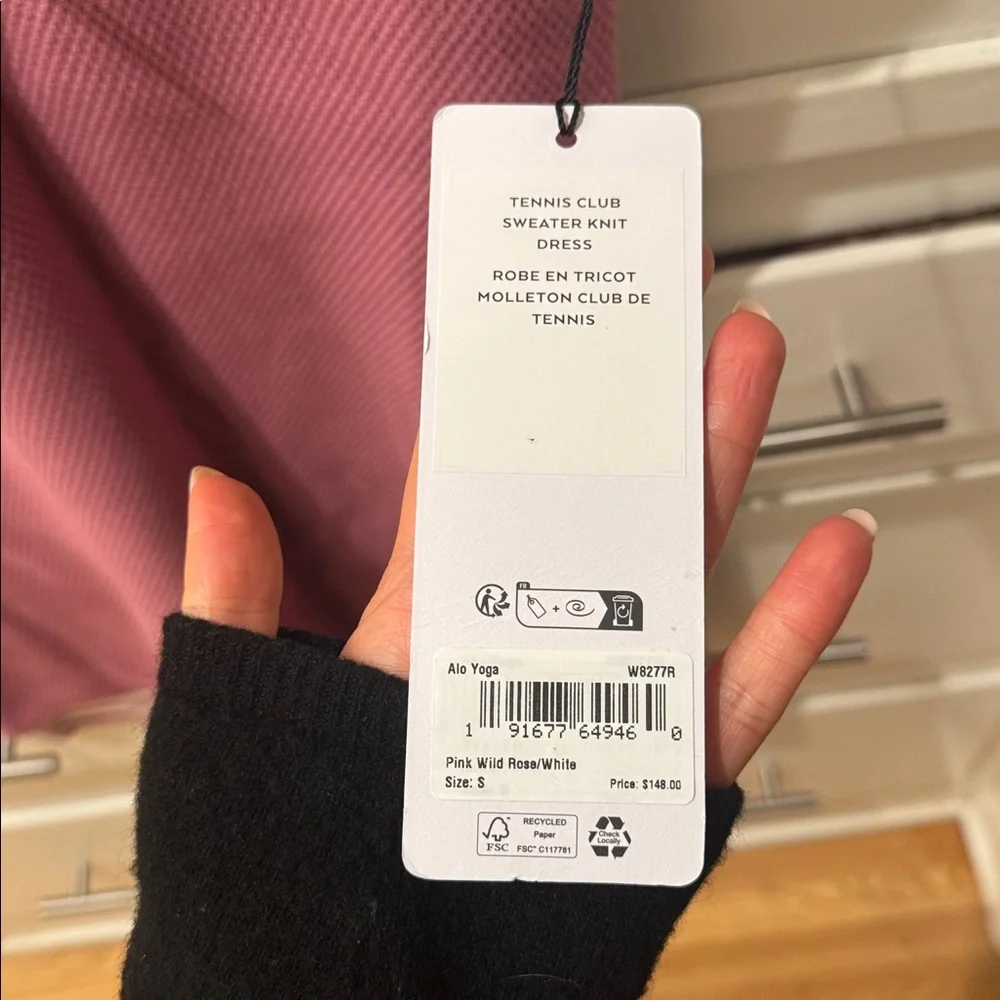 ALO Yoga Tennis Club Sweater Knit Dress size small pink wild rose - Picture 9 of 10